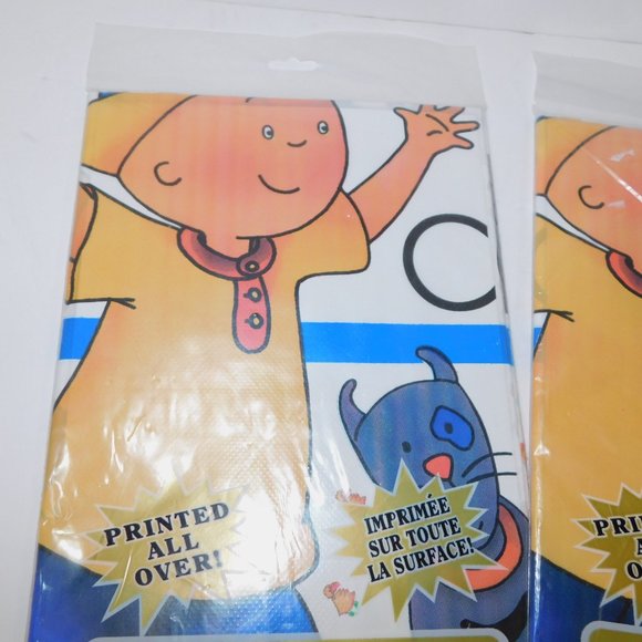 Set of 2 Vintage Caillou Birthday Party Plastic Table Cloths Covers NEW - Picture 2 of 4